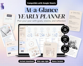 Year at a Glance Planner Spreadsheet, Google Sheets Annual Calendar & Goal Tracker