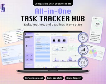 Task Tracker Spreadsheet Project Management ADHD Manager Brain Dump Planner Google Sheets Work To Do List Business Productivity Template