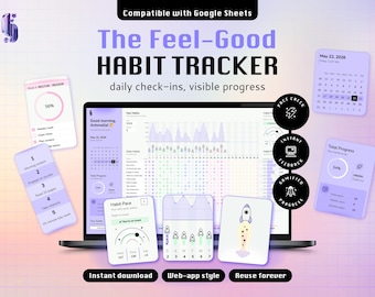 Habit Tracker Spreadsheet Google Sheets Gamified Goal Streak Tracker Sheet Daily Weekly Monthly Productivity Planner Template ADHD Routine