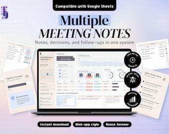 Google Sheets Meeting Template, Meeting Agenda, Minutes & Action Items Tracker