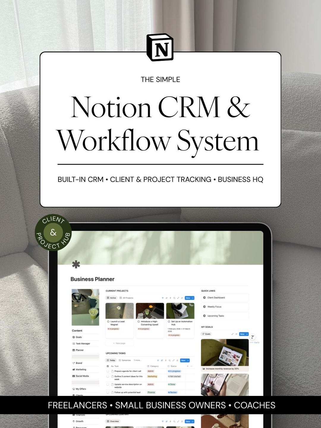 Simple Notion Business System for Freelancers Coaches, Beginner ...