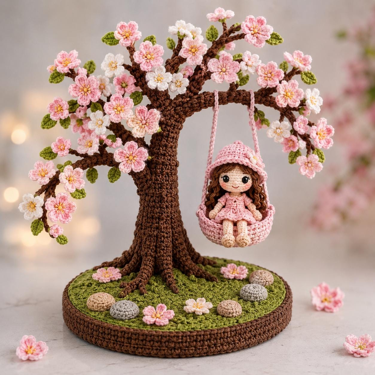 Sakura Tree Amigurumi with Doll Swing Pattern