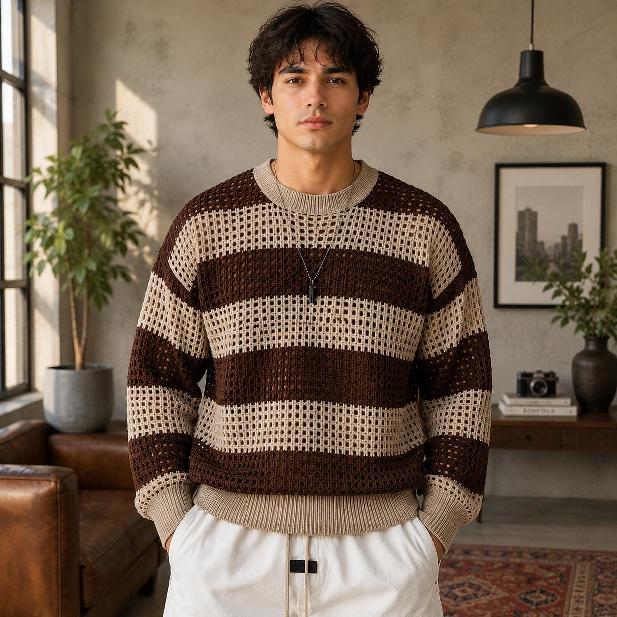 39 Crochet Sweater Patterns for Men You Can Wear Year After Year 13 Men's Crochet Sweater Open Mesh Crochet Pullover