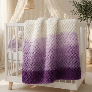 Sunset Ombre Baby Blanket Crochet Pattern PDF, Woven Stitch Nursery Blanket, Crochet Baby Throw, Instant Download