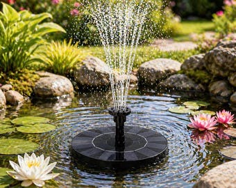 Solar Fountain Pump for Bird Bath, Floating Outdoor Garden Water Feature, 8 Nozzle Pond Pump for Small Pond Patio Decor