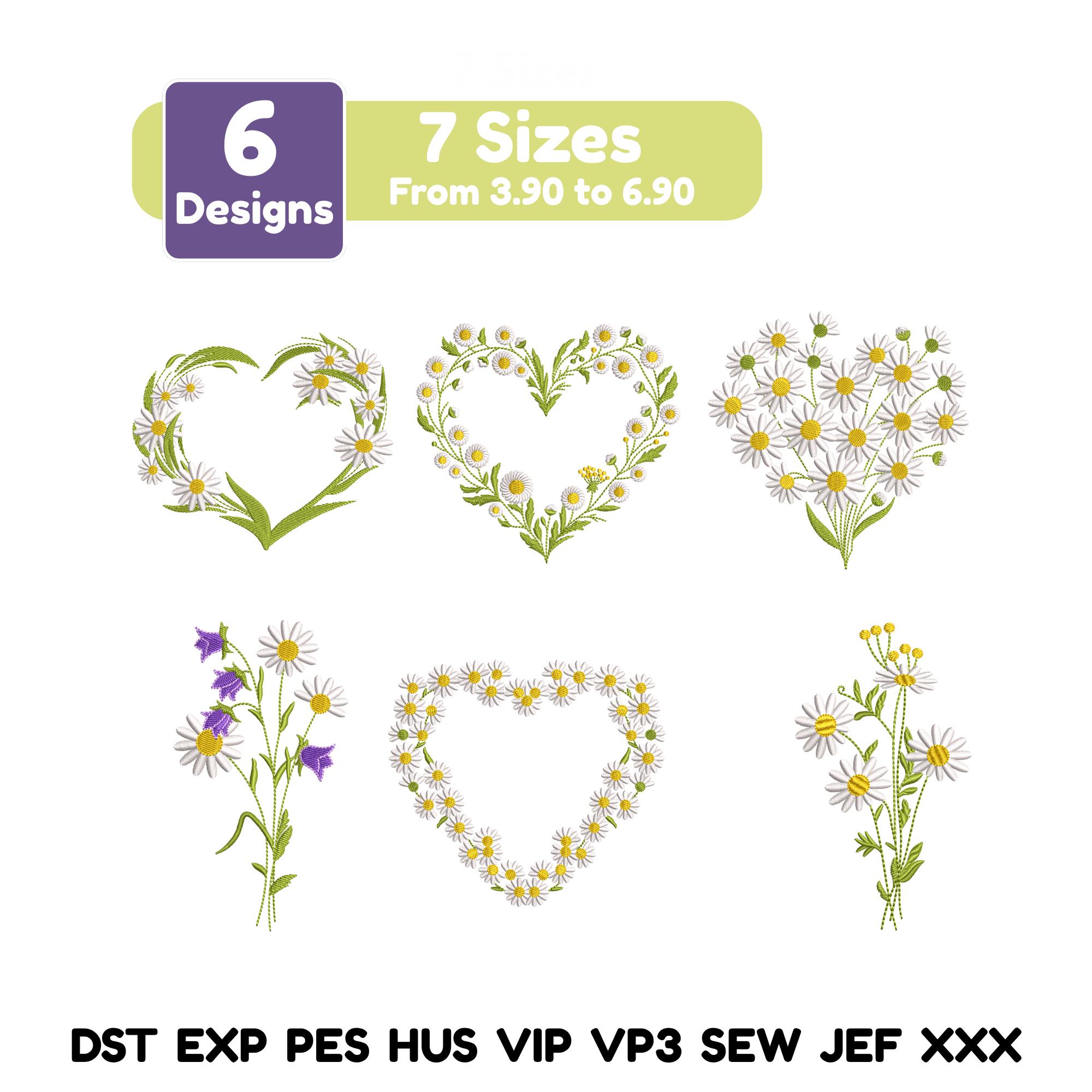 Daisy Heart Wreath – Romantic Floral Embroidery Design Ildflower Love ...