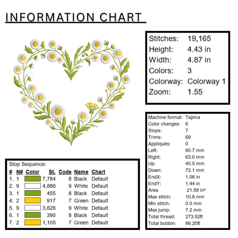 Daisy Heart Wreath – Romantic Floral Embroidery Design Ildflower Love ...