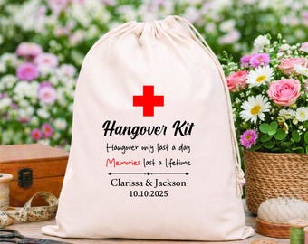 Hangover Kit: Hangovers only last a day Memories Last lifetime Survival kits, Bachelorette Party Favor