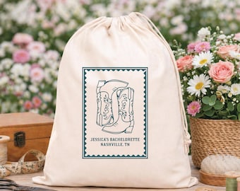 Kit voor westernfeestje: Last Rodeo Bachelorette Favor, Nashville Cowgirl-tassen met trekkoord, cowboylaarzen