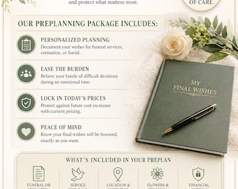 Funeral Preplanning Guide | End of Life Planner, Final Wishes Organizer (Printable PDF)