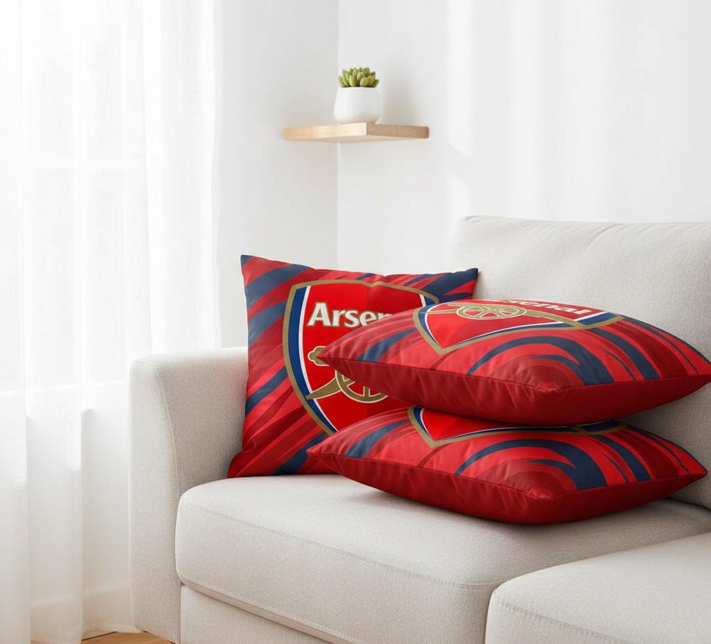 Arsenal FC Cushion, Luxury Silk Football Decor, 16x16 Sports Case, the ...