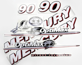 Vinyl decal kit for Mercury 90 hp optimax outboard engine graphic stickers set for Mercury 90 hp direct injection Handmade reproduction