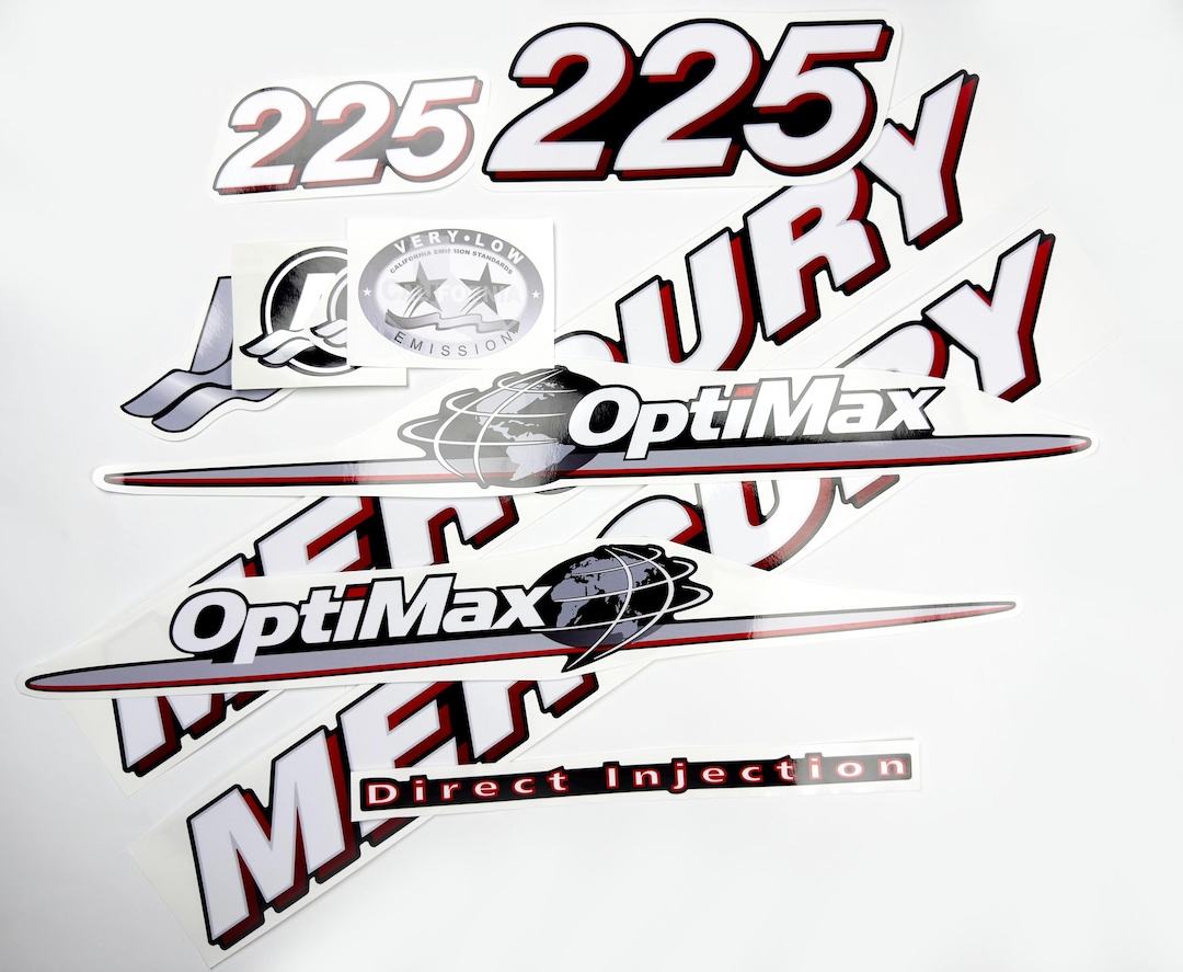 Vinyl Decal Kit for Mercury 225 Hp Optimax Outboard Engine Graphic ...