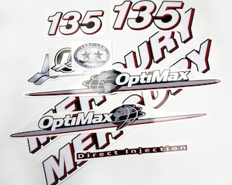 Vinyl decal kit for Mercury 135 hp optimax outboard engine graphic stickers set for Mercury 135 hp direct injection Handmade reproduction