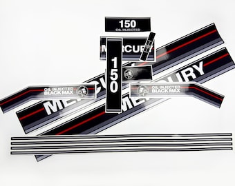 Vinyl decal kit for Mercury 150 hp oil injected black max outboard engine retro design stickers set for Mercury 150 hp Handmade reproduction