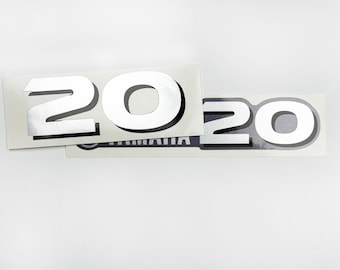 Vinyl metallic shimmer silver numbers for Yamaha 20 hp outboard engine graphic stickers number 20 similar for Yamaha four stroke Handmade