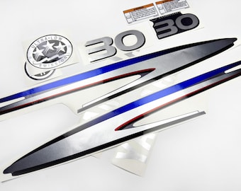 Vinyl metallic silver shimmer decal kit for Yamaha 30 hp outboard engine graphic stickers set  similar for Yamaha 30 two stroke Handmade