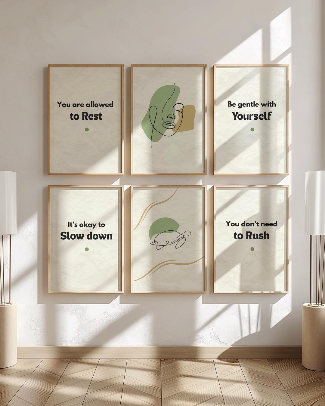 Minimalist Self Care Wall Art Set of 6, Calm Print Decor, Mental Health ...