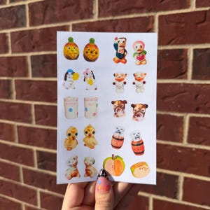 Vintage Salt & Pepper Shaker Sticker Sheet 2 | Anthropomorphic Animal + Kitsch Food Stickers | Retro Thrifted Collectible Deco (4.5x6.75)