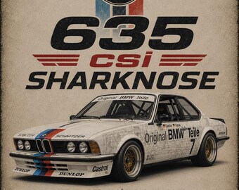 BMW 635 CSi “Sharknose” – Póster de carreras retro