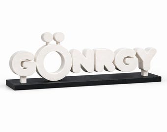 3D-printed "GÖNRGY" lettering – decoration for gaming setup, desk or shelf