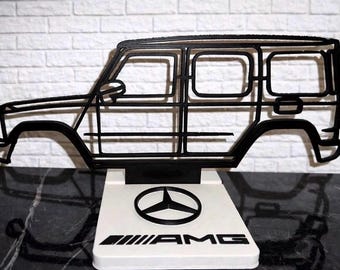 3D-geprint SUV-silhouet met standaard – AMG-stijl – decoratie – cadeau