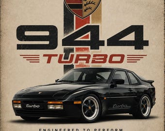 Póster retro del Porsche 944 Turbo – Arte automovilístico vintage