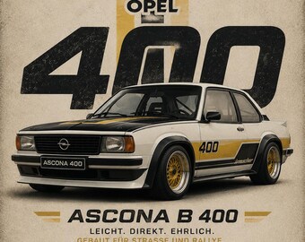 Opel Ascona B 400 – Póster de carreras retro.