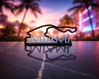 Miami 3D-letters met racebaansilhouet – racebaandecoratie – cadeau voor motorsportfans