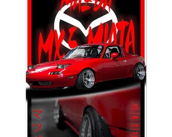 Póster del Mazda MX-5 Miata | Impresión de alta calidad | Decoración de pared para coches