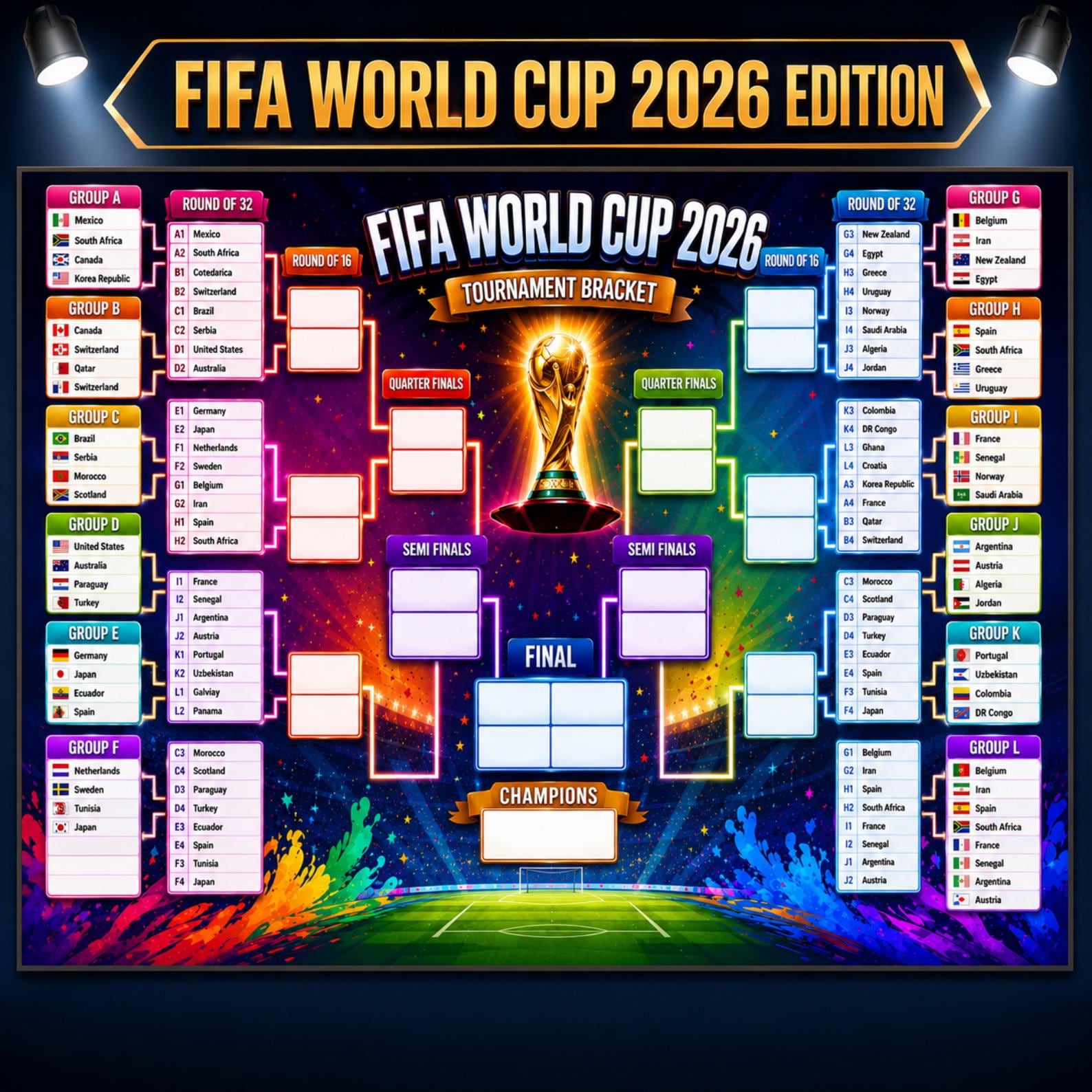 World Cup 2026 Planner USA Edition, Printable Soccer Tournament Tracker