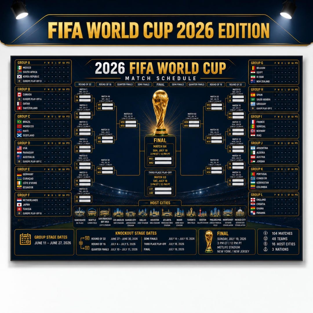 World Cup 2026 Planner USA Edition, Printable Soccer Tournament Tracker
