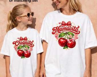 Mommy and Me Cherry Shirts, Mama Mini Matching Set, Bella Canvas Summer Graphic Tee