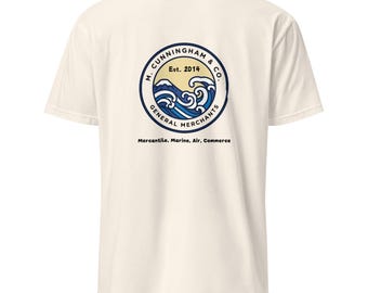 M Cunningham & Co General Merchants T-Shirt | Vintage Style Merchant Logo Tee | Retro Irish Business Shirt | Minimalist Graphic Tee |