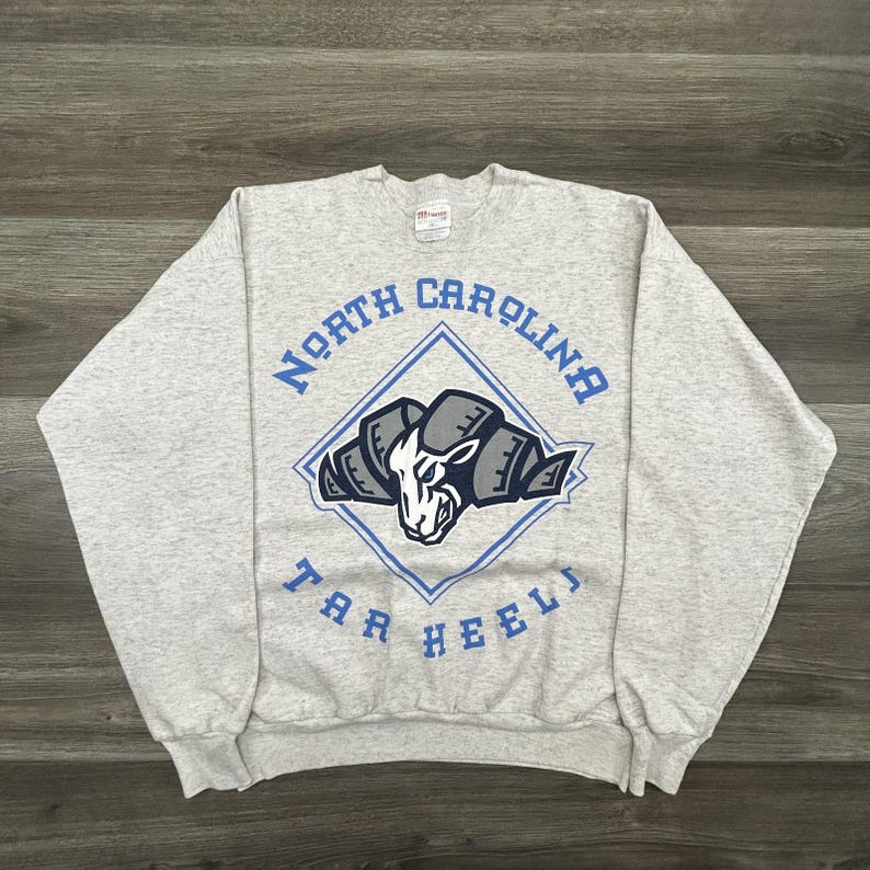 Vintage North Carolina Tar Heels Sweatshirt Mens Large Gray Hanes Basketball 90s image 1
