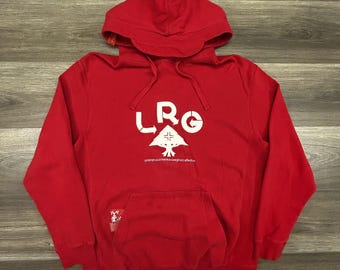 Sudadera con capucha Vintage Lifted Research Group LRG para hombre, talla grande, color rojo, estilo skater, Y2K, RARA