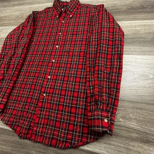 Vintage 60s Pendleton Flannel Lodge Shirt Mens Medium Red Plaid Wool Button USA image 4