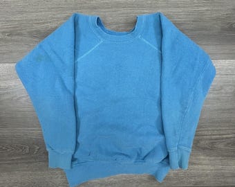 True Vintage 60s Sweatshirt Mens XXS (Youth M) Blue Faded Raglan Made in USA