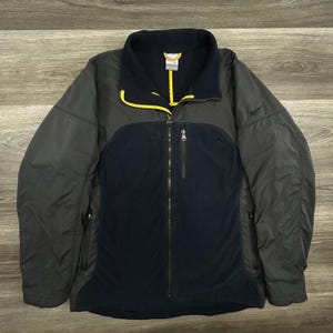 Vintage Nike Fleece Jacket Mens Large Navy Full Zip Softshell Swoosh Gorp Y2K