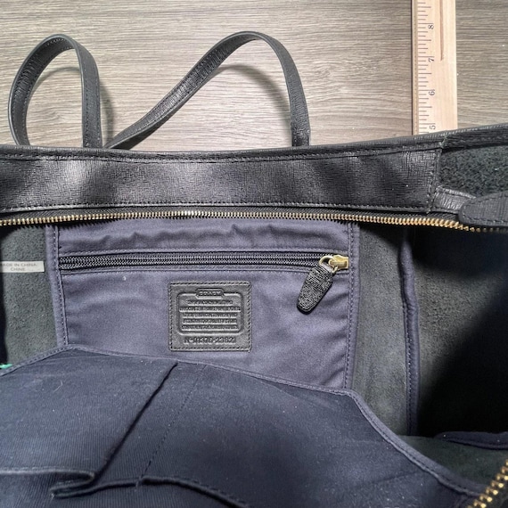 Vintage Coach Tote Bag Womens Large Black Leather Zip… - Gem