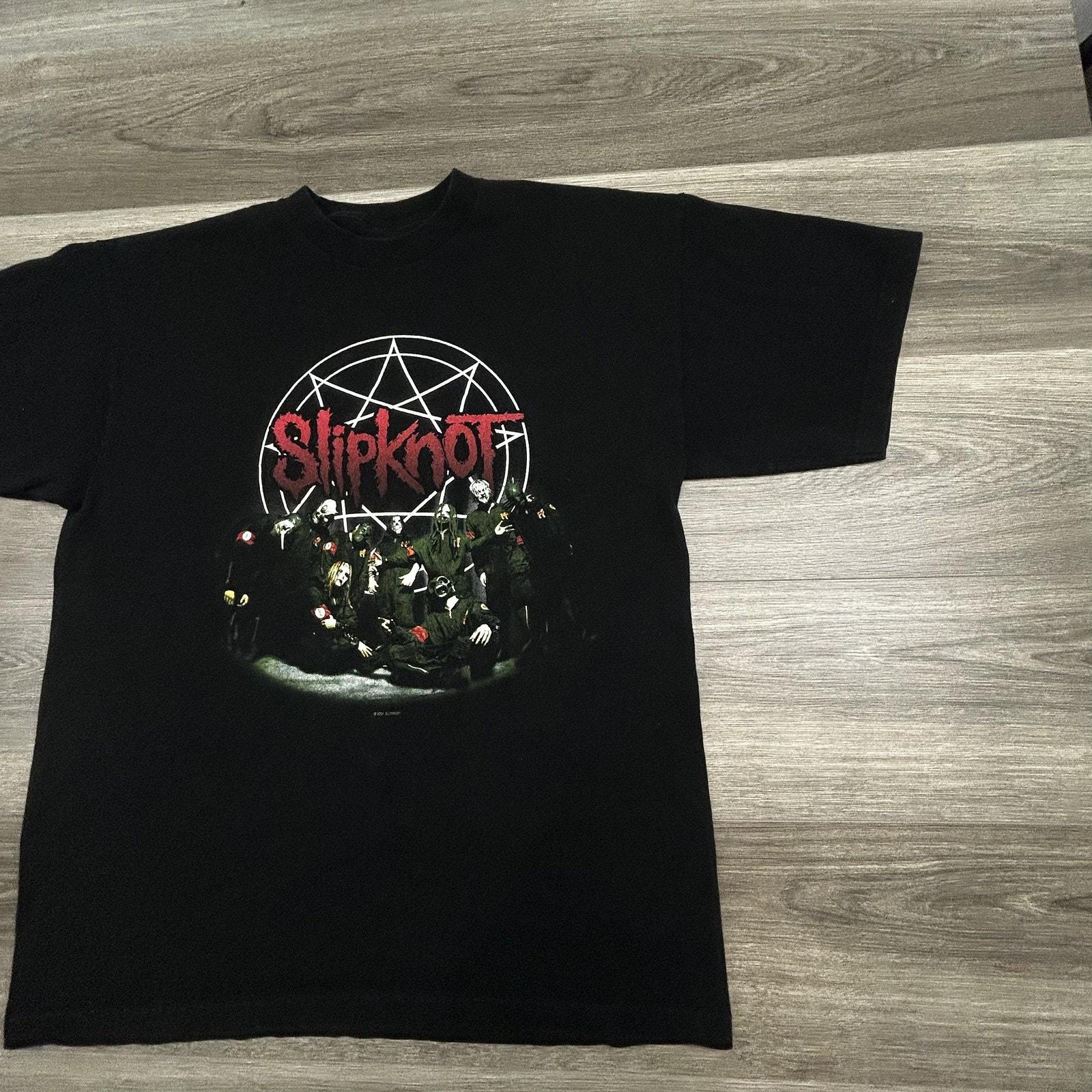 Vintage Slipknot Shirt Mens XL Black 2001 Pentagram IOWA Double