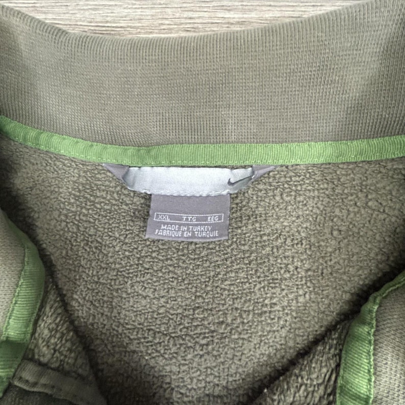 Vintage Nike Sweatshirt Mens 2XL Green 1/4 Zip Pullover Distressed Mock Neck Y2K image 6