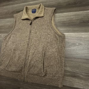 Pendleton Pullover Weste Herren Große Beige Shetland Wolle Full Zip Fleece gefüttert Bild 4