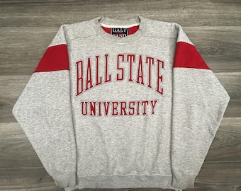 Vintage Ball State Cardinals Sweatshirt Große Grau Rot Galt Sand Nature 90s