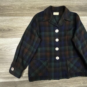 Vintage Pendleton Jacket Womens Medium Plaid Wool Button Front Pockets Flannel image 3