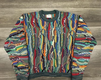 Suéter COOGI vintage para hombre, talla grande, multicolor, tejido 3D, años 90, Australia, muy raro, excelente estado.
