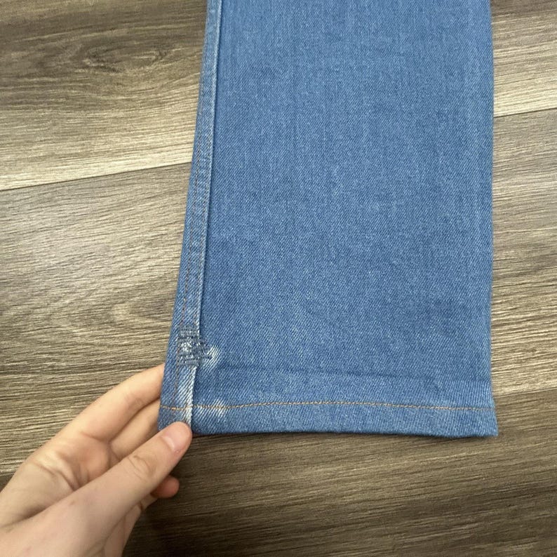 Vintage Wrangler-jeans uit de jaren 70 past 30 x 29 blauw denim met rechte pijpen gemaakt in de VS afbeelding 6