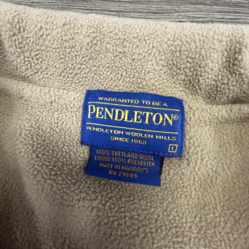 Pendleton Pullover Weste Herren Große Beige Shetland Wolle Full Zip Fleece gefüttert Bild 6