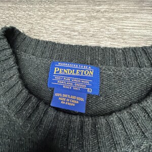 Pendleton Sweater Mens Large Green 100% Shetland Wool Crewneck Knit Heavy EUC image 5