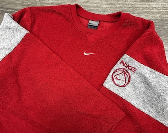 Vintage Basketball Nike Sweatshirt Herren Medium Red Center Swoosh Fleece Y2K